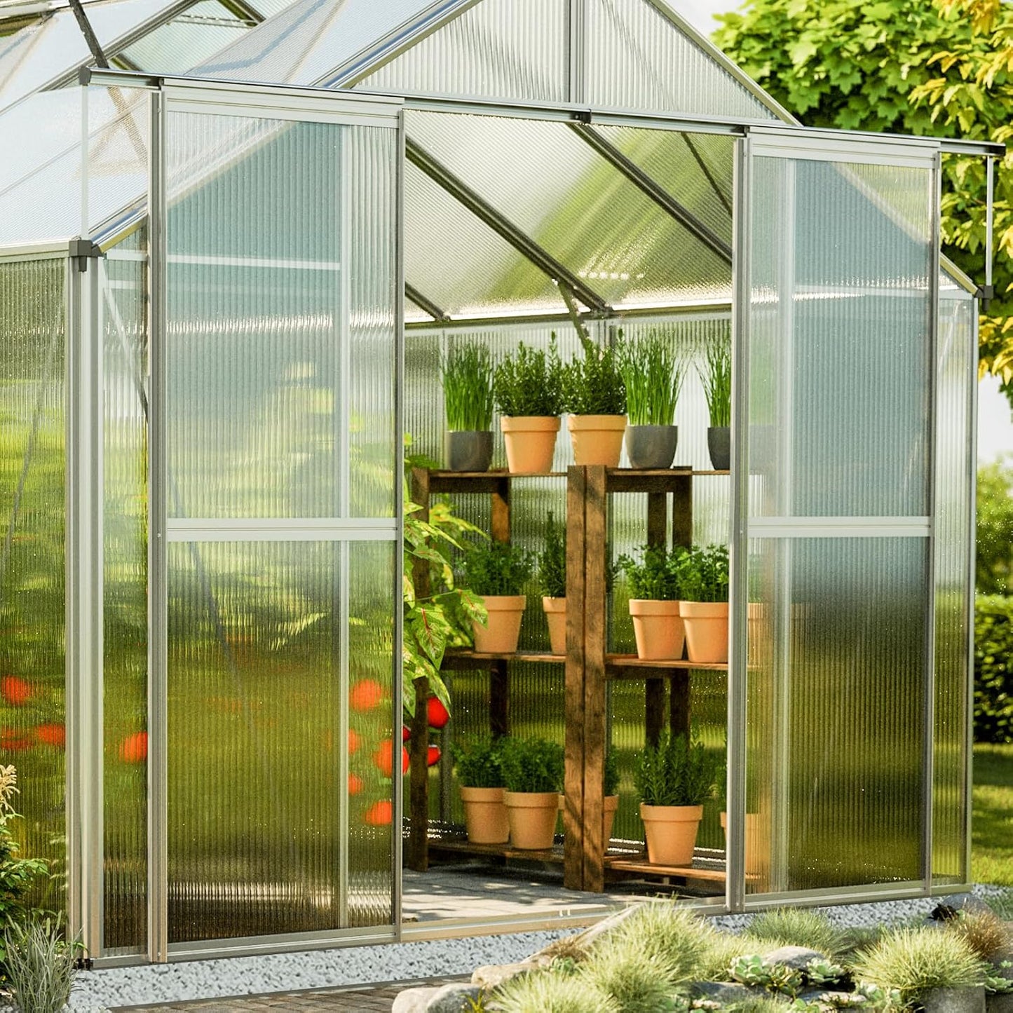 Greenhouse Topas 2 Aluminum Frame 7.4 x 4.4 ft with Approx. 8 mm Polycarbonate Panels