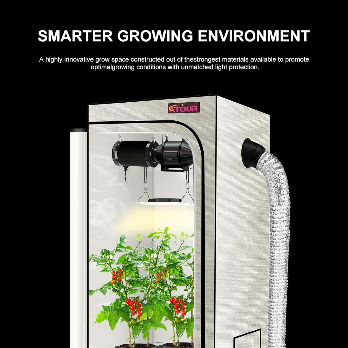 ATOUR 1.5‘x1.5' LED Grow Light Specil Tent, 18"x18"x32"High Reflective PE Film Grow Tent, 1680D High Strength Canvas Plant Tent with Observation Window & Floor Tray for Hydroponics Indoor Plant