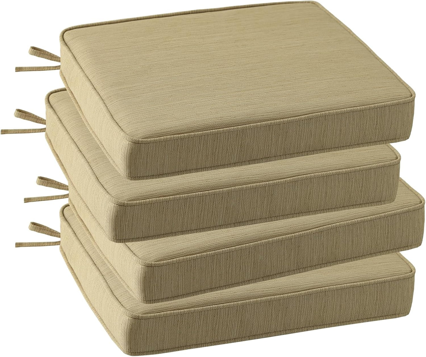 Outdoor Square Corner Seat Cushion, 19"x19"x3", Set of 4, Non Slip Seat Cushion Pads with Removable Cover for Patio Furniture, Garden Yard Lawn, Warm Taupe