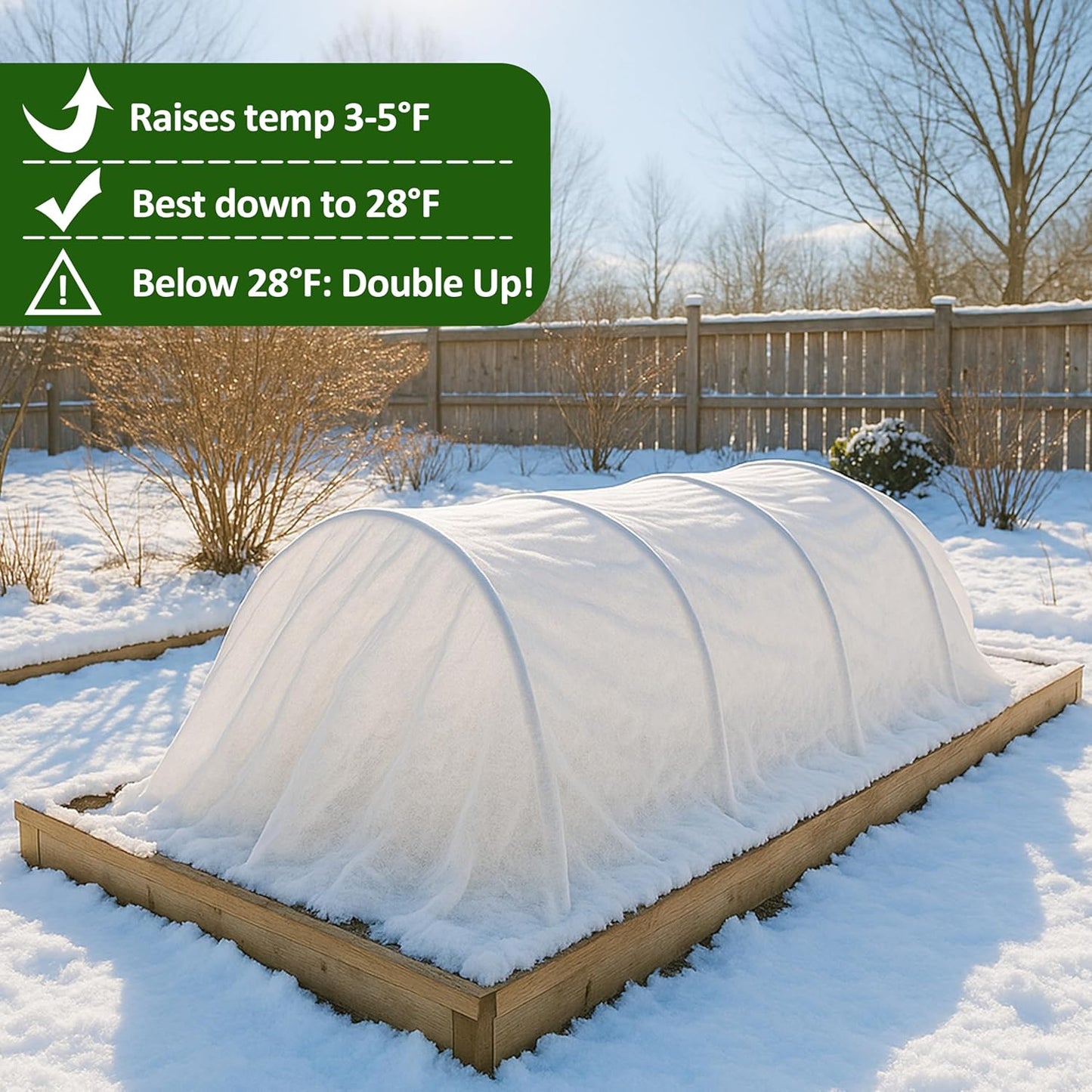 Gardzen 1.5 oz Plant Covers Freeze Protection, Reusable 10ft x 10ft Floating Row Covers, Thicker Frost Blankets for Outdoor Plants, Pests Protection, White