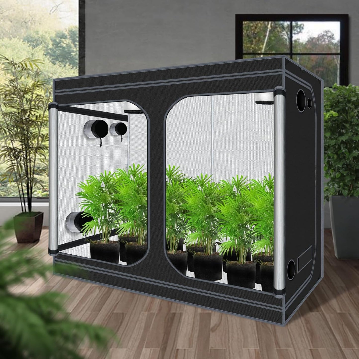 Grow Tent, 120"x60"x78" Hydroponic Mylar Grow Tent Reflective Garden Growing Dark Room with Observation Window, Removable Floor Tray for Indoor Plant Growing 10x5