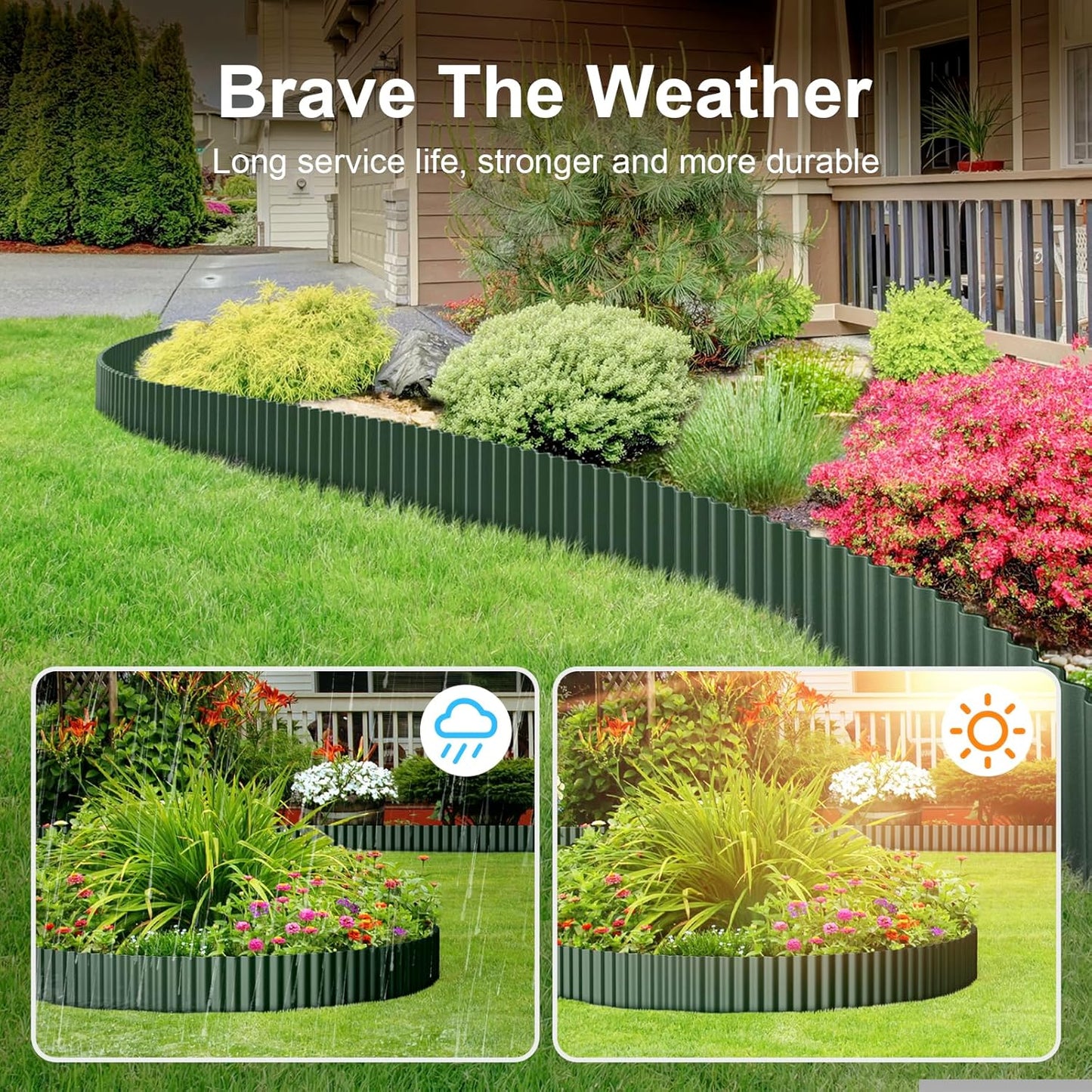 Land Guard Corrugated Metal Garden Edging, 6"×50Ft Steel Landscape Edging, Corrugated Metal Yard Edging Borders, Steel Edging for Landscaping, Garden Fence, Lawn, Flower Bed (Olive-Green)