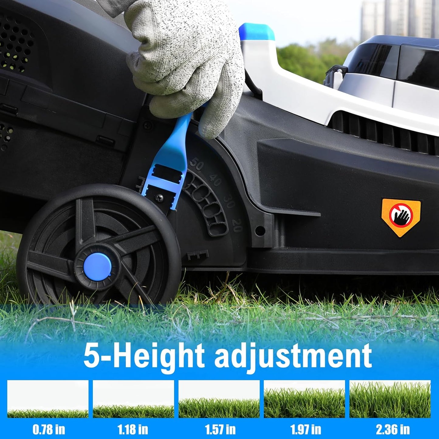 ROYAL GARDEN 13 Inch Lawn Mower Cordless Electric Walk Behind Push Mower with 5-Height Adjust Portable & Lightweight Push Battery Powered Lawn Mower (4.0AH Battery & Charger Included)