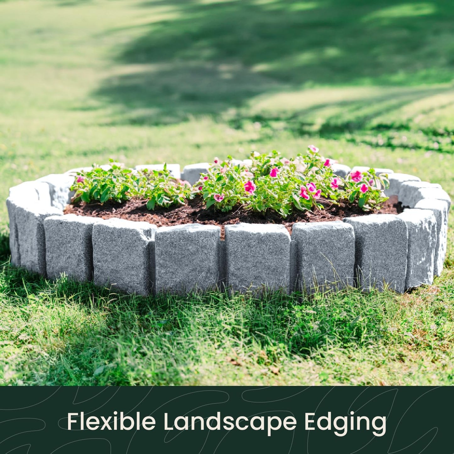 Beuta Landscape Edging | Garden Edging Border | Faux Stone Block XL for Lawn Edging, Flower Beds & Yard Edging – 4 Pack | Each Section Has 6 Blocks 48" L x 4" W x 9.5" H | 12 Spikes | Greystone