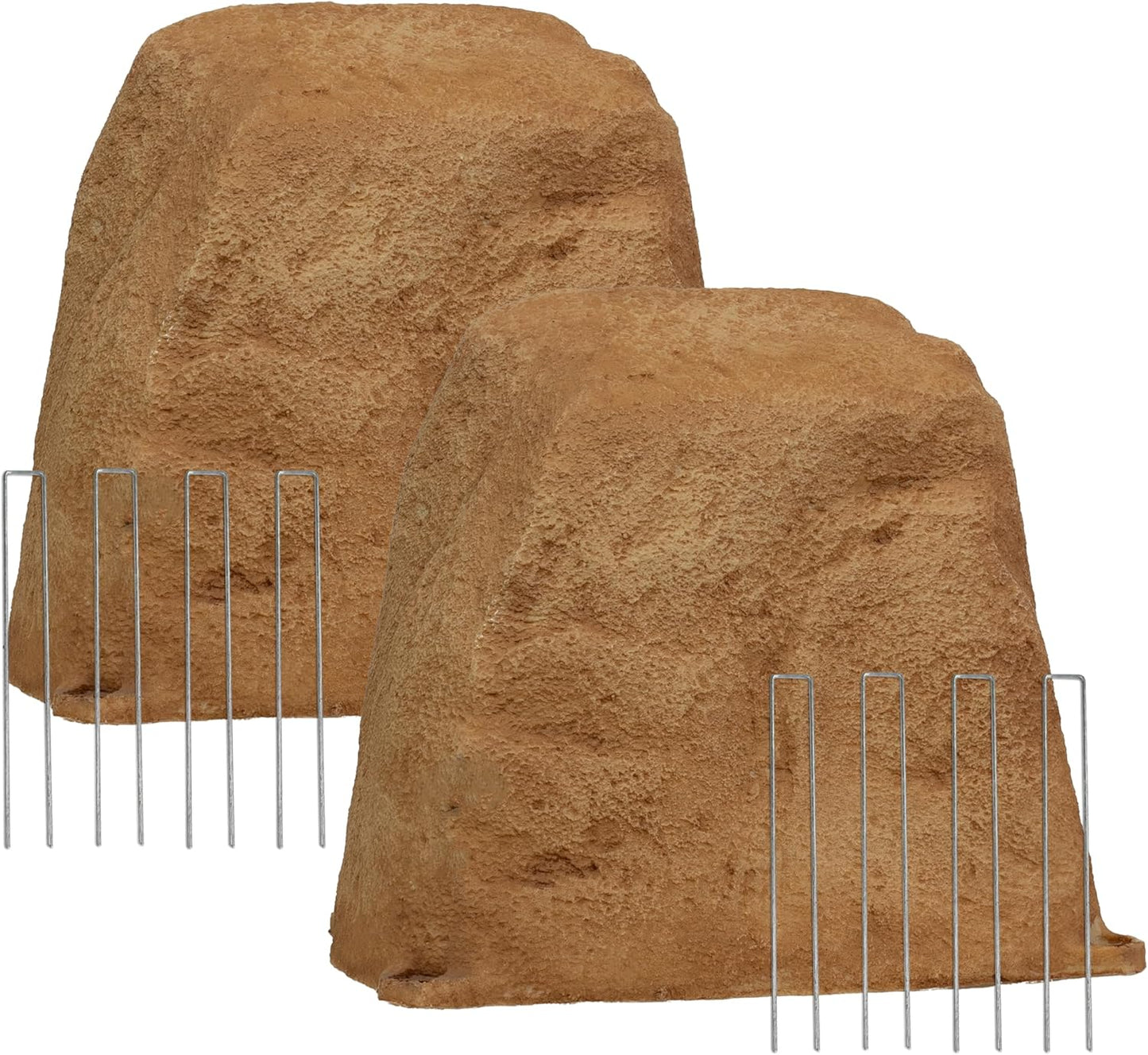 Sunnydaze 11" H Polyresin Faux Landscape Rock Cover - Lightweight Fake Rock Well Pump Cover for Outside - Sand - 2-Pack