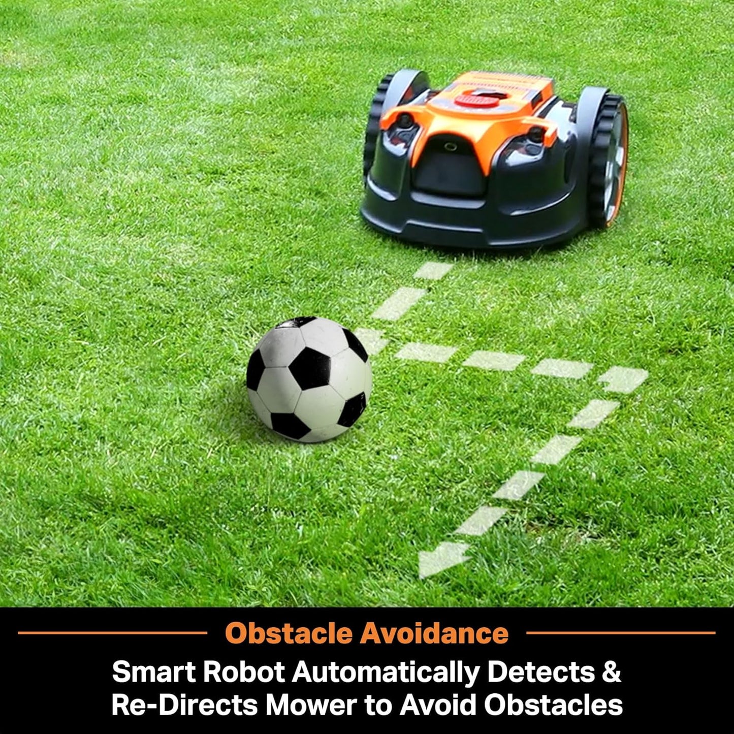 LawnMaster OcuMow™ Perimeter Wire Free Robot Lawn Mower Cuts Small Lawns 1000-2000 Square Feet with Optical Navigation, Obstacle Avoidance, Low Noise and No Go Function