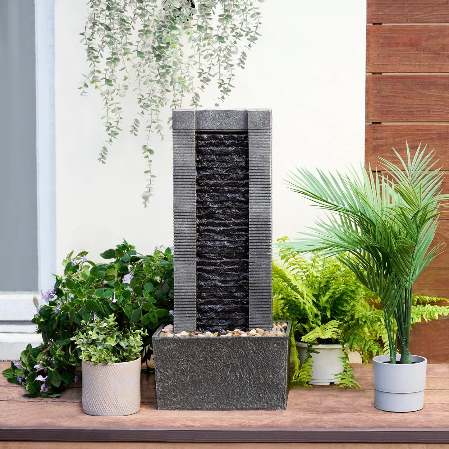 Teamson Home Demeter 29 inch Outdoor Water Fountain with LED Lights