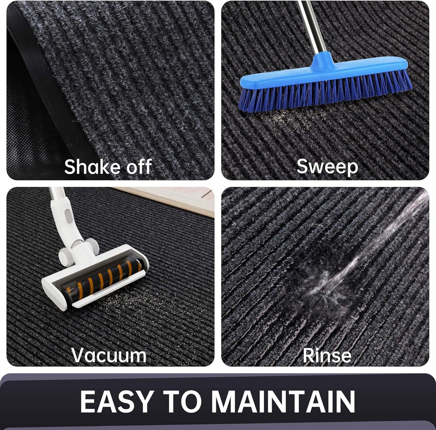 Front Door Mat, Heavy Duty Indoor Outdoor Entrance Door Mat, 72" x 24" Commercial Door Mats for Entryway, Durable Non-Slip Rubber Backing, Low-Profile Welcome Mats for Entry, Gray