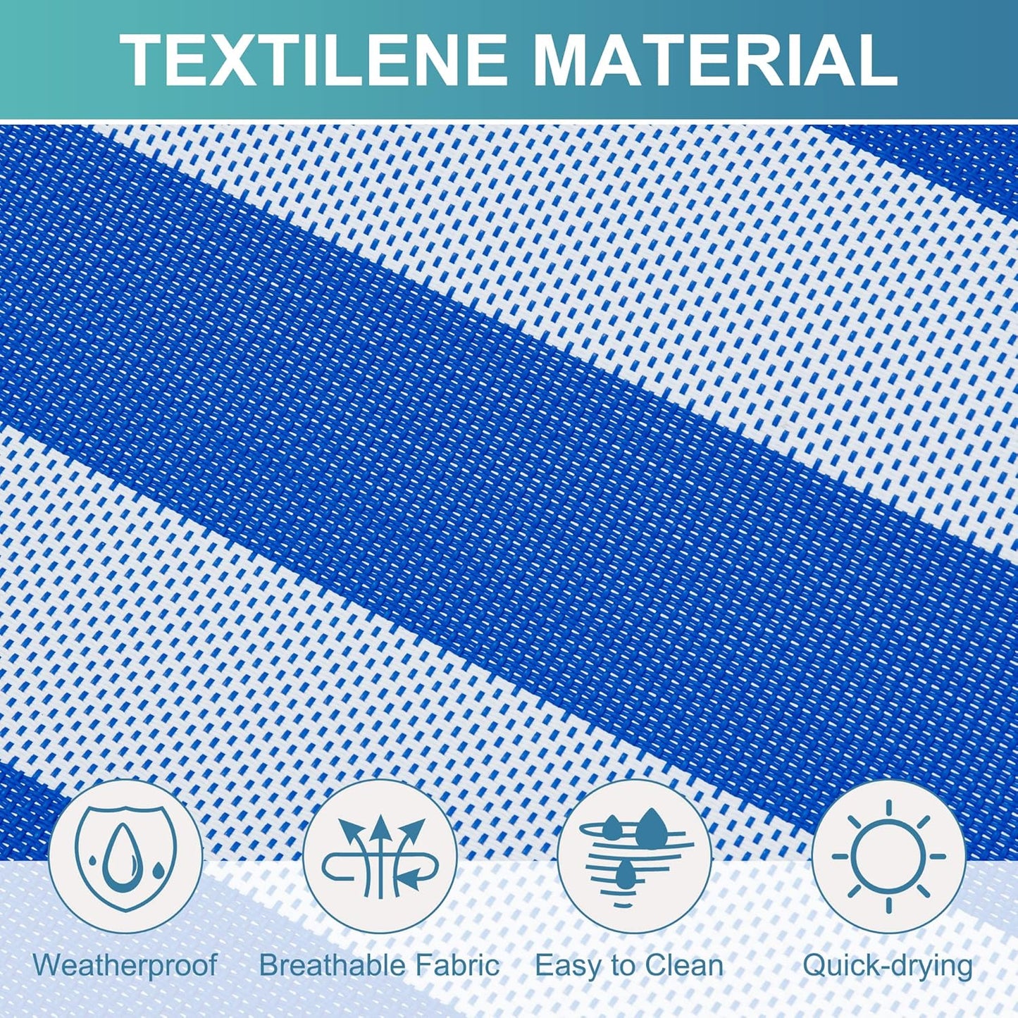 Two Person Hammock with Stand Heavy Duty, Outdoor Patio Hammock with Portable Steel Stand, Large Double Hammocks with Quick Dry Textilene Fabric,480lbs Capacity.(Blue White)