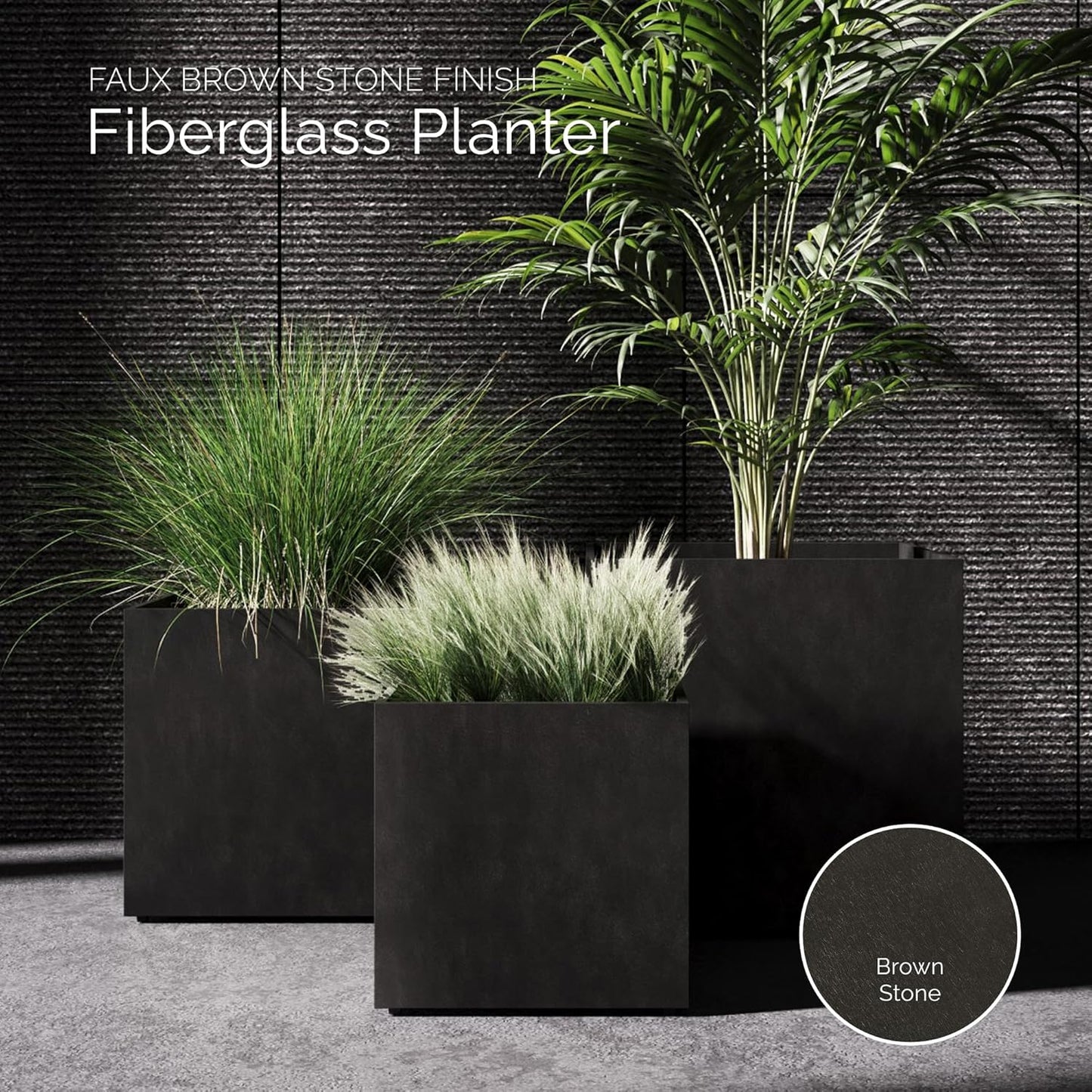 Reglito Cube Planter - 31.5 in x 31.5 in x 31.5 in - Brown Stone