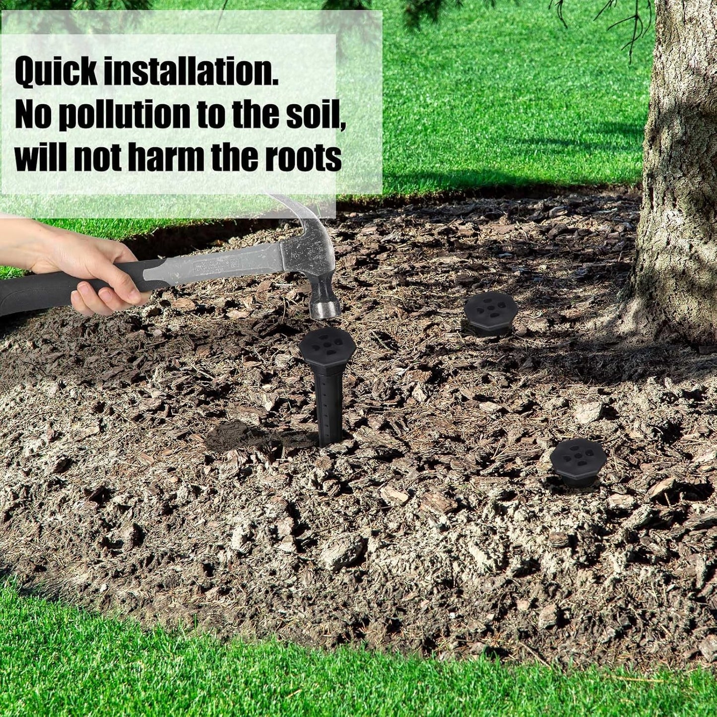 4 Pack Garden Watering Stake Large UV-Protected ABS Plastic Deep Root Irrigation Spike for Trees, Shrubs, Bushes, Shrubs, Flowers, Fruits, Vegetables, Potted Plants (14 Inch)