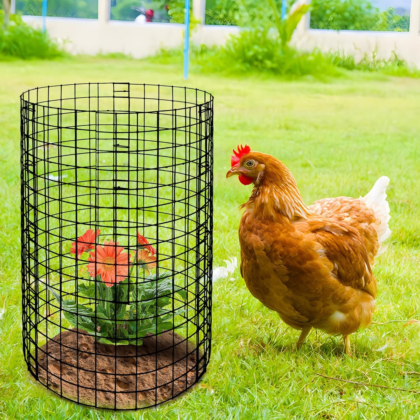 Adnee 10 Packs Wire Plant Protector from Animals - 20" H X 12" D Metal Mesh Plant Cage Covers - Sturdy Garden Bunny Barricades Chicken Wire Cloche for Plants Shrubs Vegetables Flowers