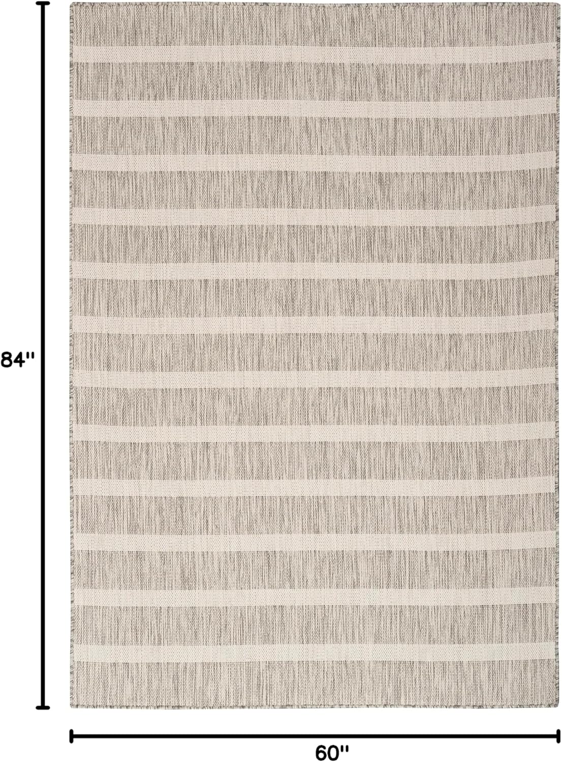 Nourison Home Positano Indoor/Outdoor Grey Ivory 5' x 7' Area Rug, Easy Cleaning, Non Shedding, Bed Room, Living Room, Dining Room, Deck, Backyard, Patio (5x7)