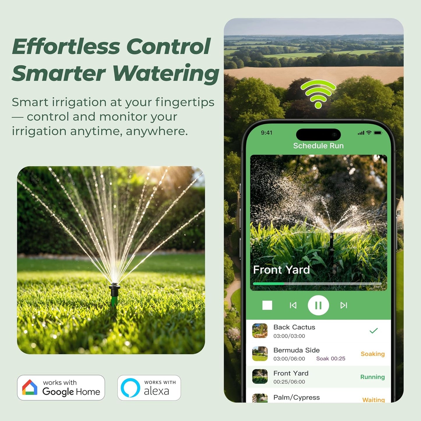 ImoLaza Outdoor Smart Sprinkler Controller, 8-Zone WiFi Irrigation Controller with Hyper-Local Weather, App Remote Control, Works w/ Alexa, Auto Watering, Rain/Freeze/Wind Skip, Smart Fault Detection