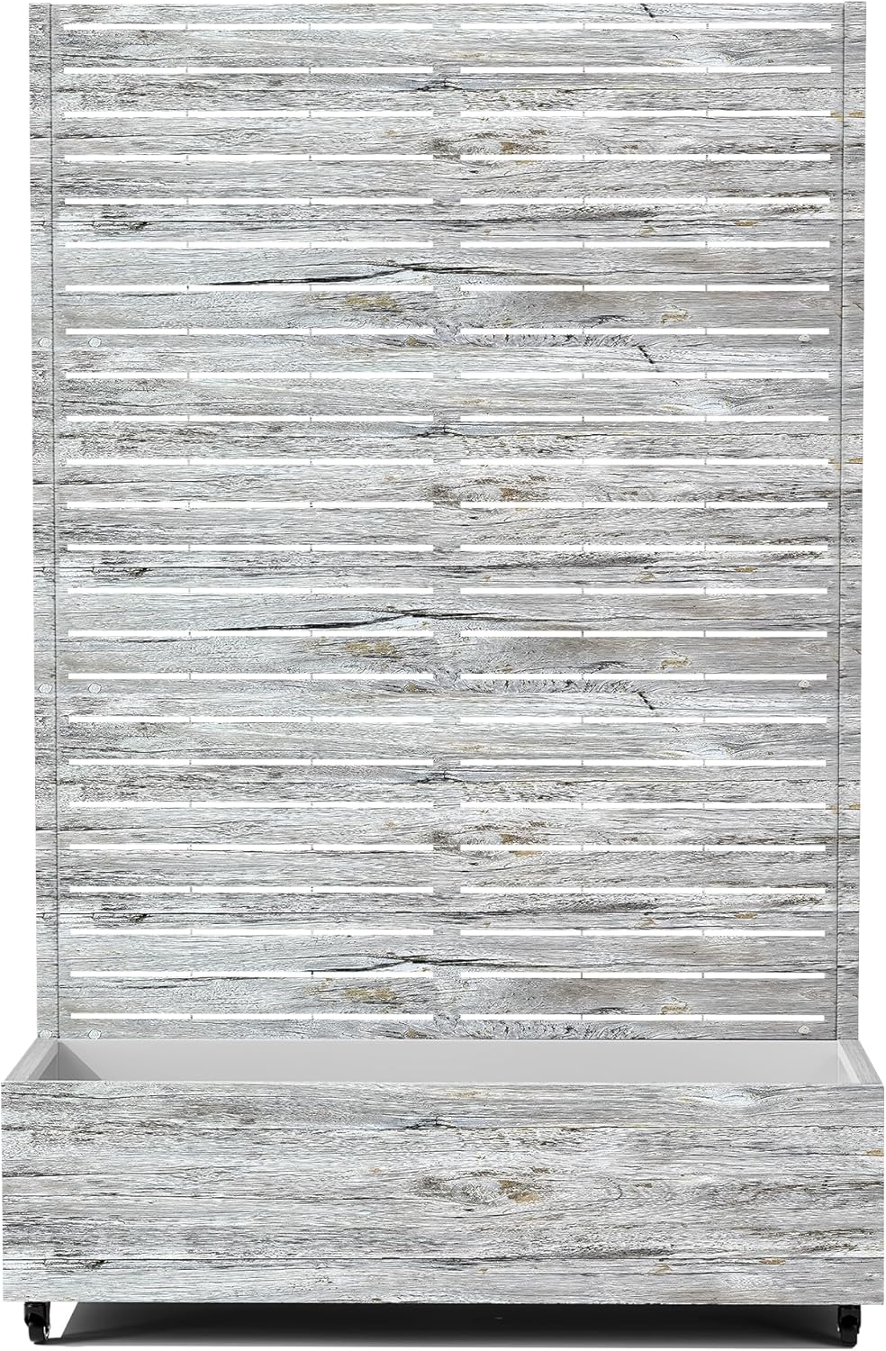 Raised Garden Bed with Trellis and Wheels,73"x47"x16" Metal Raised Garden Bed,White Wood Finish Metal Planter with Climbing Trellis for Vines & Vegetables