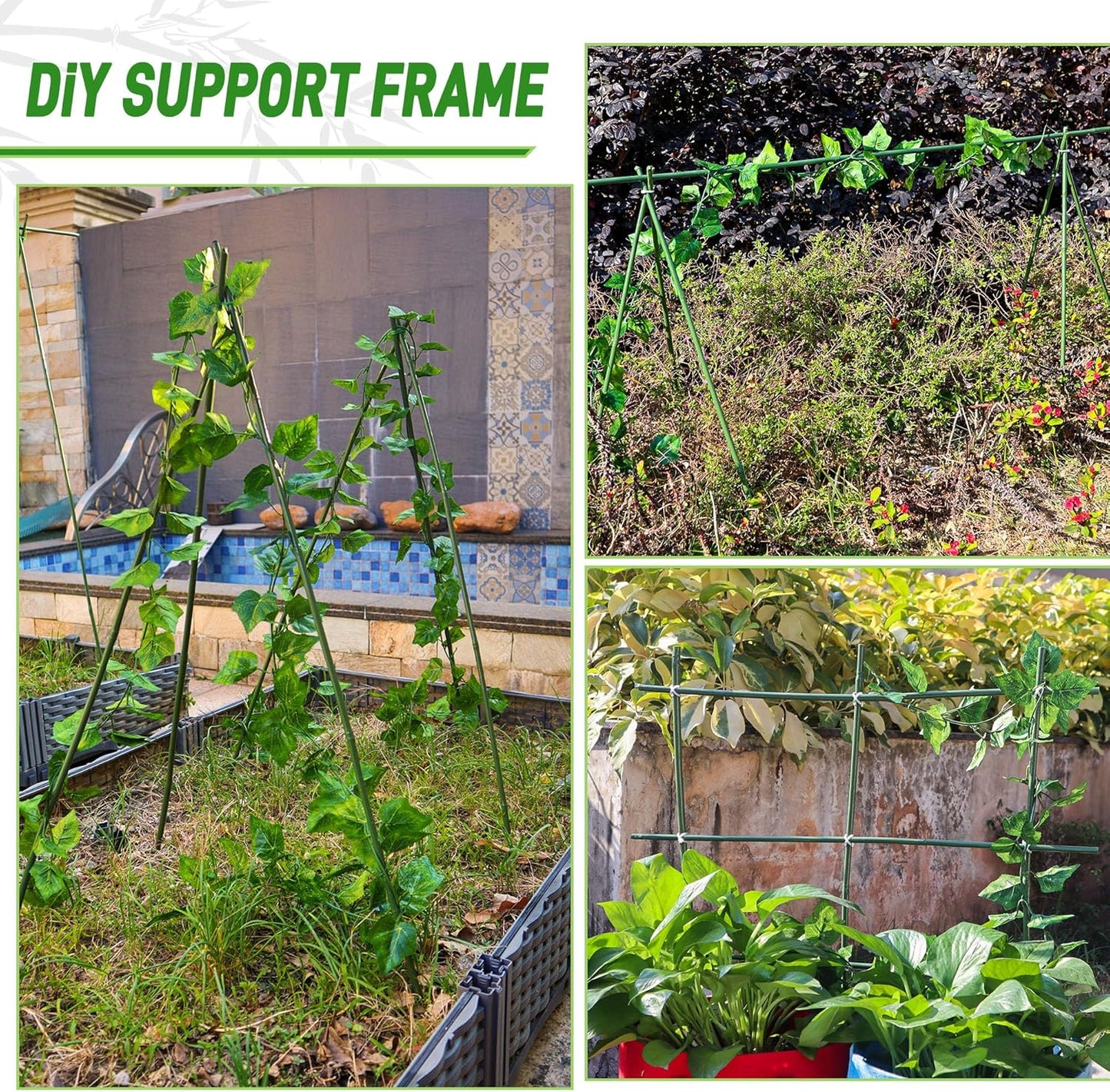 50Pcs 3ft Bamboo Sticks for Indoor Outdoor Plants, 0.29"-0.38" Natural Bamboo Poles, Durable Garden Stakes for Tomatoes, Beans, Flowers and Potted Plants