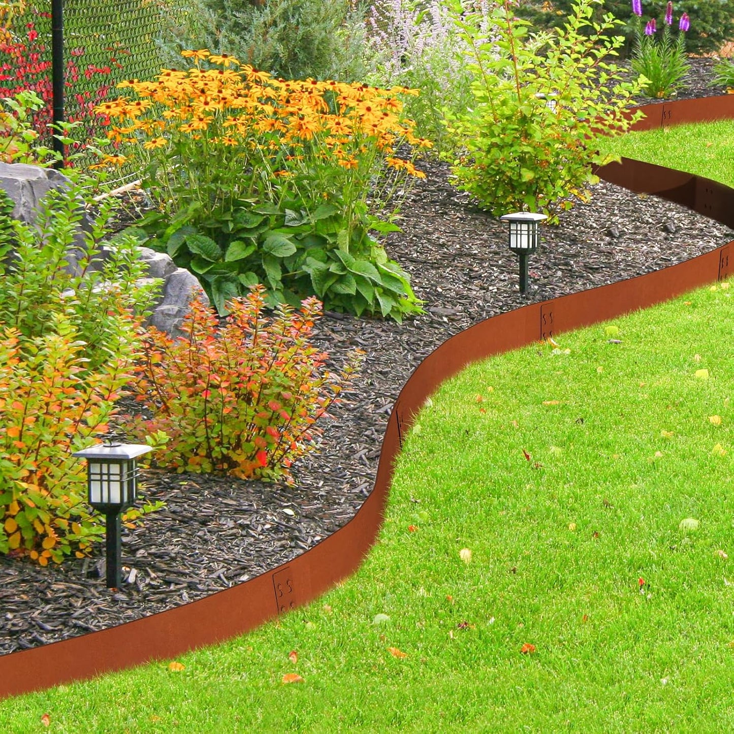 Cor Ten Steel Landscape Edging 6" H x 40" L, 6 Pack Heavy Duty Metal Garden Edging, 20Ft Pre-Rustyed Steel Edging, Bendable Metal Edging for Landscaping, Yard, Tree, Flower Bed
