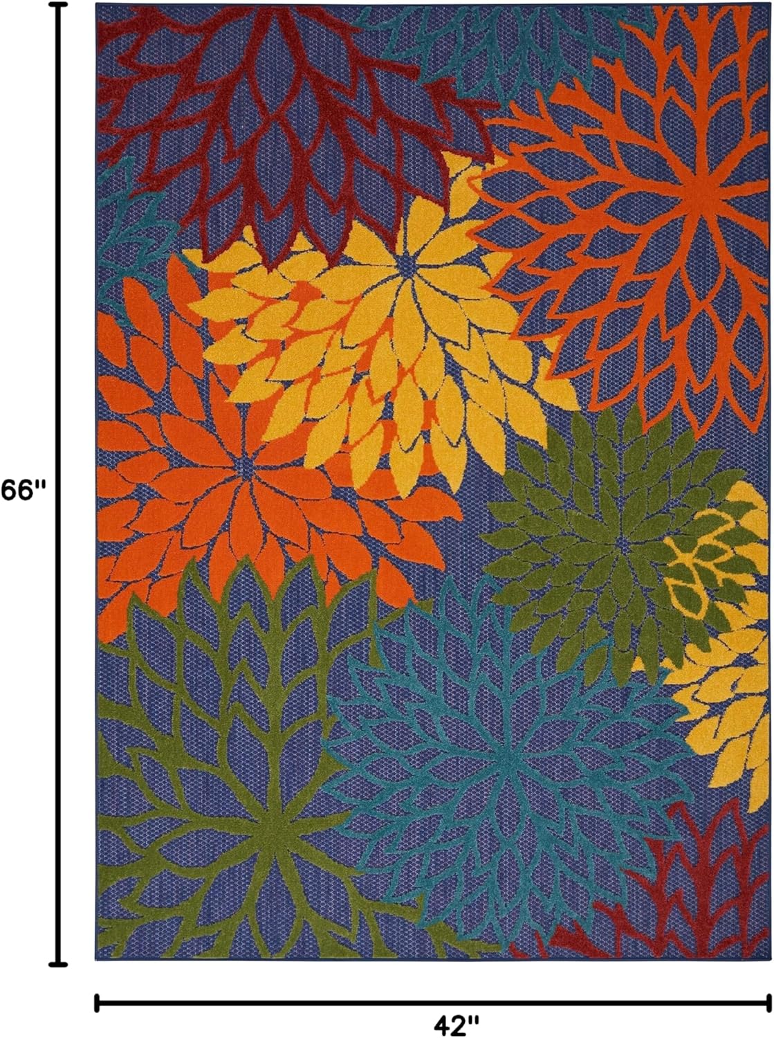Nourison Aloha Indoor-Outdoor Navy Multicolor 3'6" x 5'6" Area Rug, Easy Cleaning, Non Shedding, Bed Room, Living Room, Dining Room, Backyard, Deck, Patio (4x6)