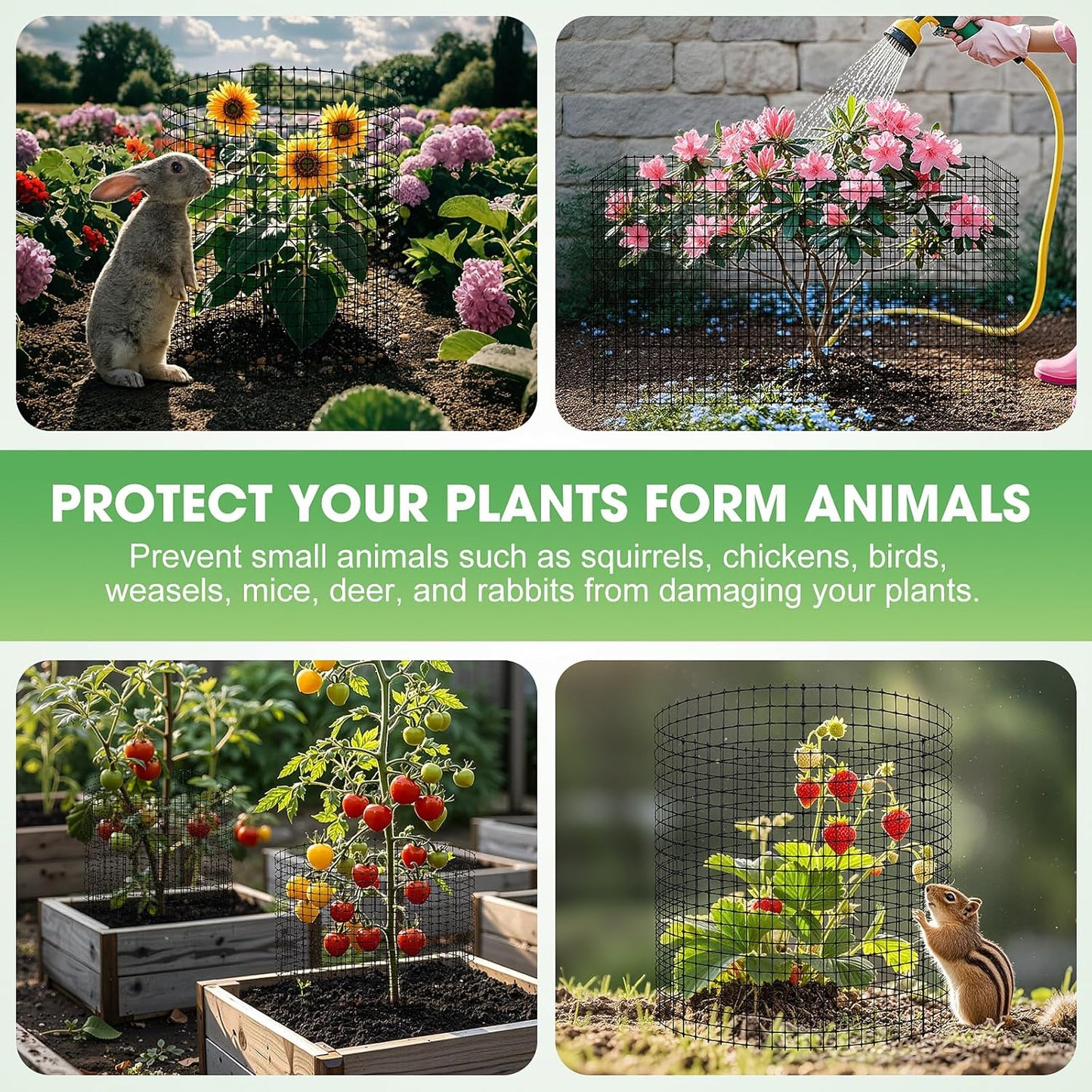 9 PCS Plant Protectors from Animals,12x12 Inch Heavy Duty Metal Plant Cages, Garden Cage to Keep Animals Out, Garden Wire Mesh Protection from Rabbit Chicken Squirrel Tree, Vegetables, Flowers
