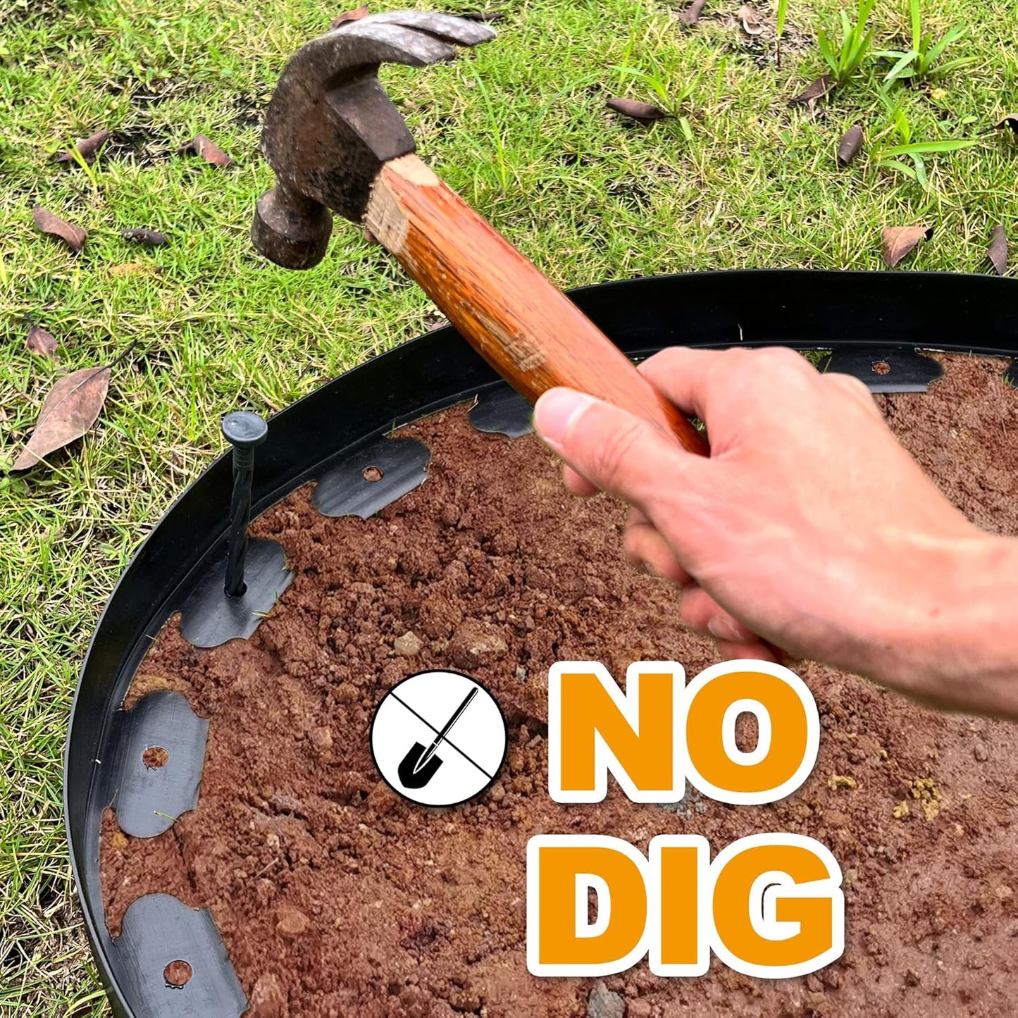 4 inch Tall Landscape Edging No Dig 33FT Garden Edging with 30 Spikes, Landscape Edging Border for Landscaping, Lawn, Flower Beds, Grass, Yard