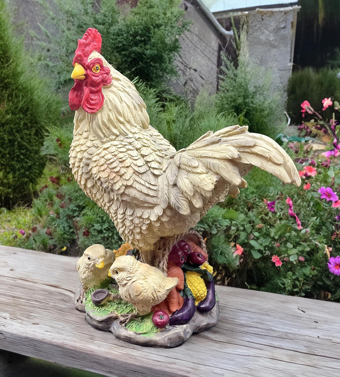 coolboy Outdoor Chicken Statue Garden Decoration,Cute Chicken Family Sculpture Art Interior Office Home Décor,Resin Animal Figurine Art Decoration for Garden Yard Lawn