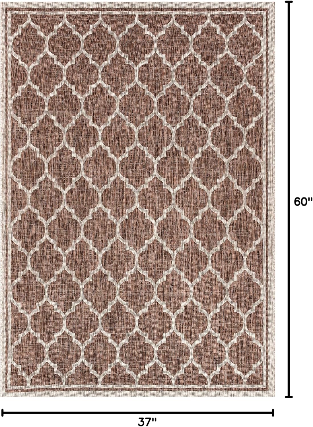Eyely BMS109B-3 Santa Monica Trebol Moroccan Trellis Textured Weave Indoor/Outdoor Area Rug Coastal;Bohemian, Bedroom, Backyard, Patio, Easy-Cleaning, Non-Shedding, 3 X 5, Espresso/Taupe