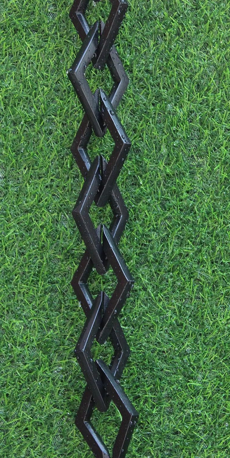 KAM Home Diamond Links Rain Chain with Installation Kit (Black, 12)