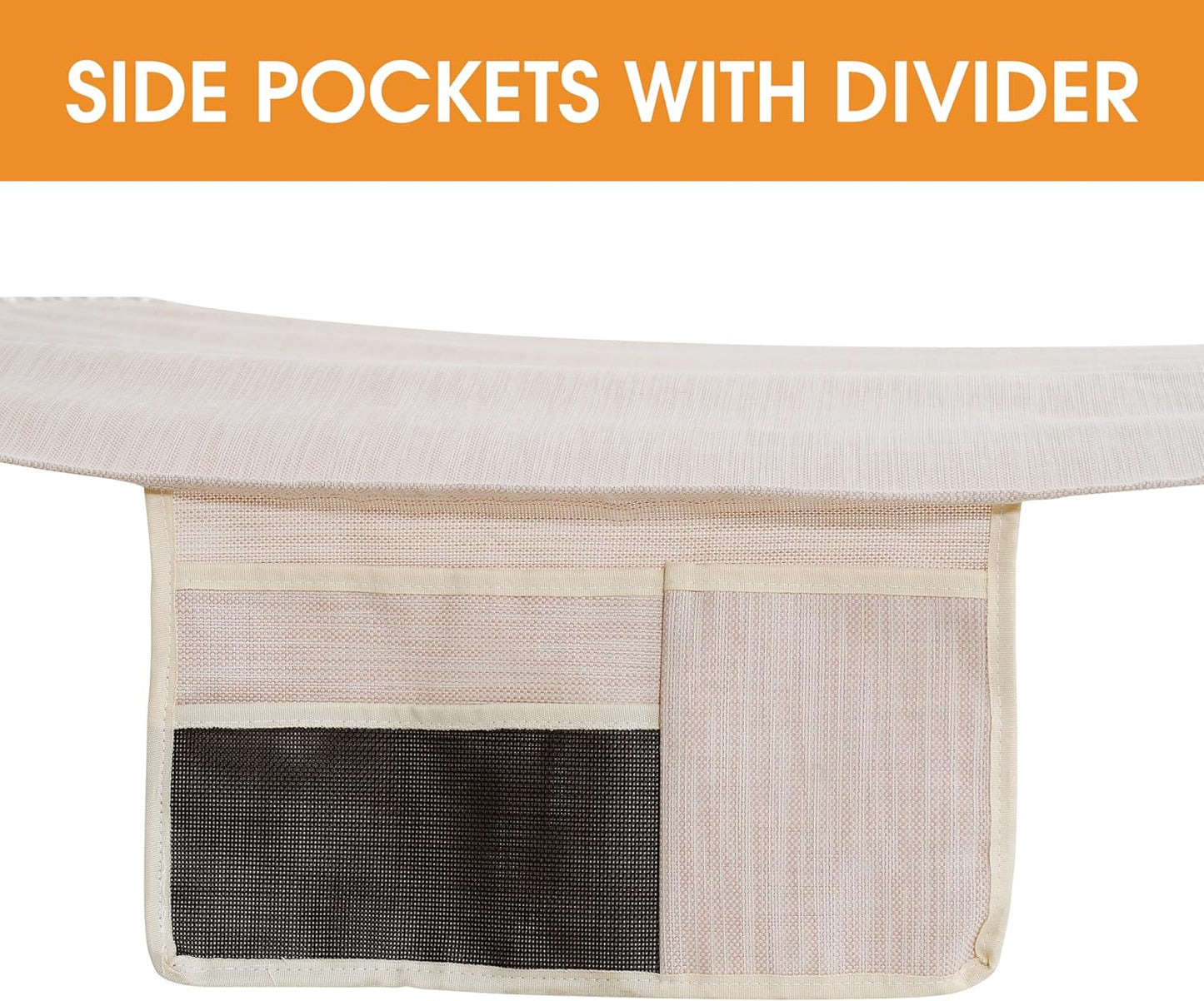 Lazy Daze Hammocks 11 FT Double Outside Hammock Quick Dry Olefin Fabric Hammock with Spreader Bar & Side Pocket for Outdoor Poolside Backyard 450 lbs Capacity, Beige