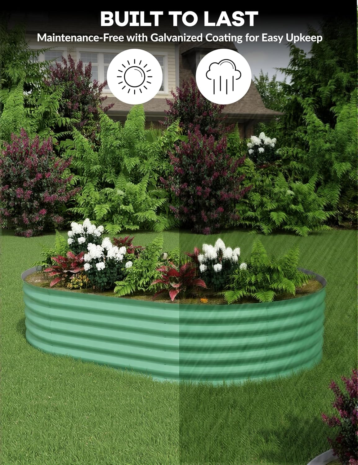 2 Pcs Raised Garden Beds Outdoor 8x4x1.5 ft - Galvanized Steel Planter Box for Vegetables, Flowers, Rust-Resistant Garden Box, Easy Assembly Raised Beds, Durable Planters for Outdoor Plants, Green