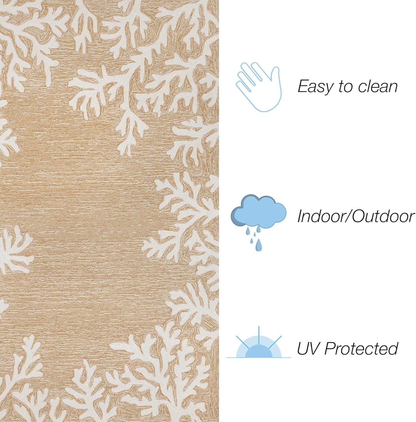 Liora Manne Capri Coastal Coral Border Neutral Indoor/Outdoor Rug, 8' Round