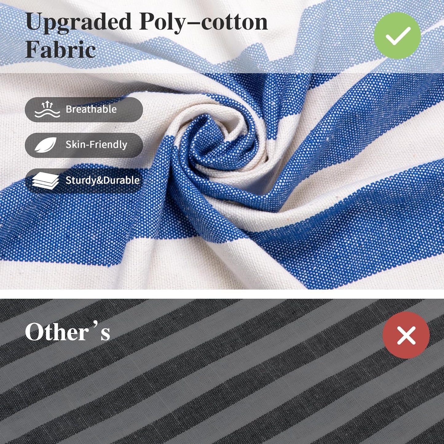 SUNCREAT Large Hammocks for Outside, Long Replacement Hammock Two Person for Stand, Blue White Stripes