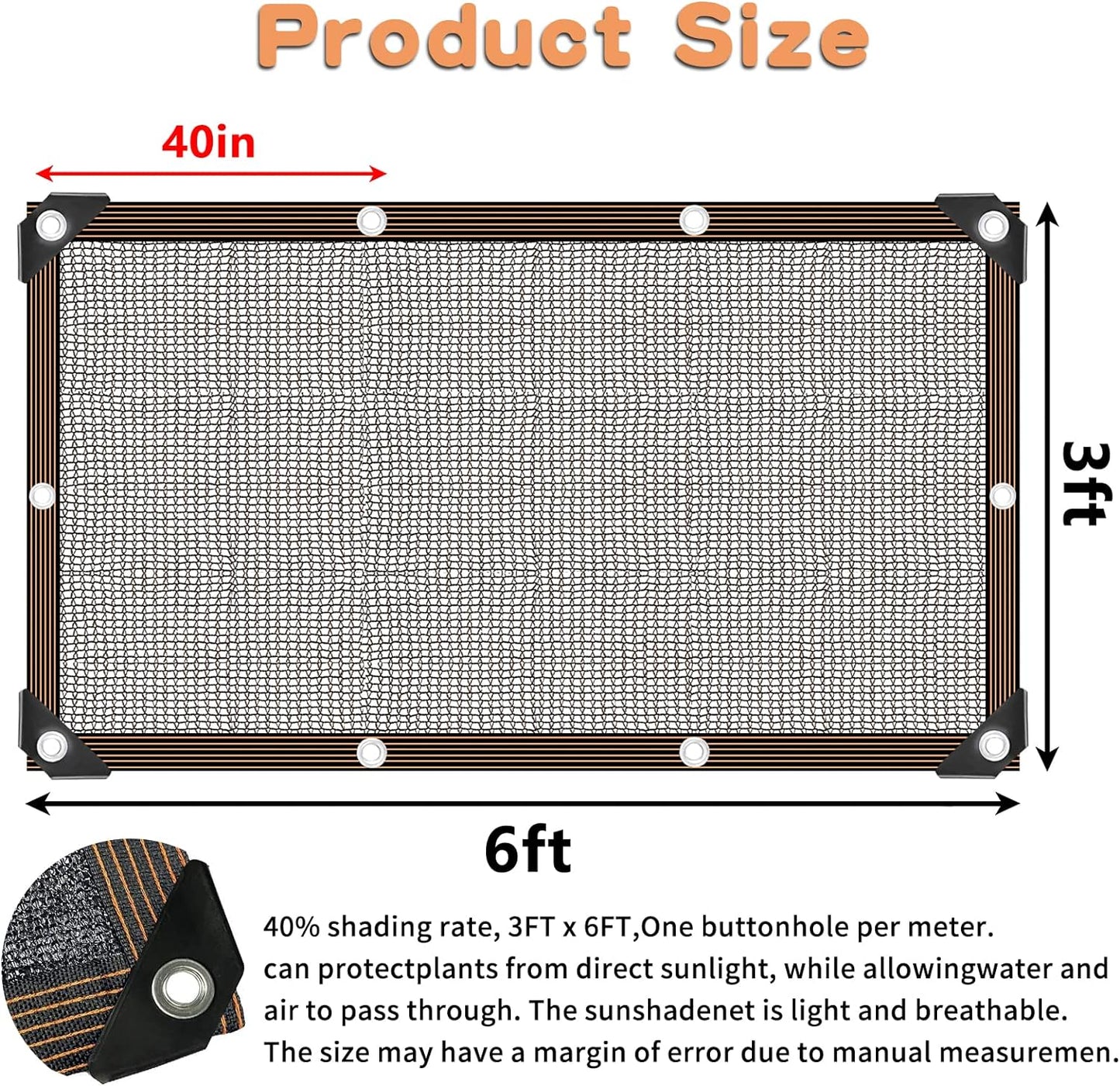 Shade Cloth for Garden Plants Greenhouse, 40-50% Sunblock Neting -for Outdoor Garden Lawn Plant Sun Shade Cloths for Kennel Chicken Coop Easier to Hang Net Cover