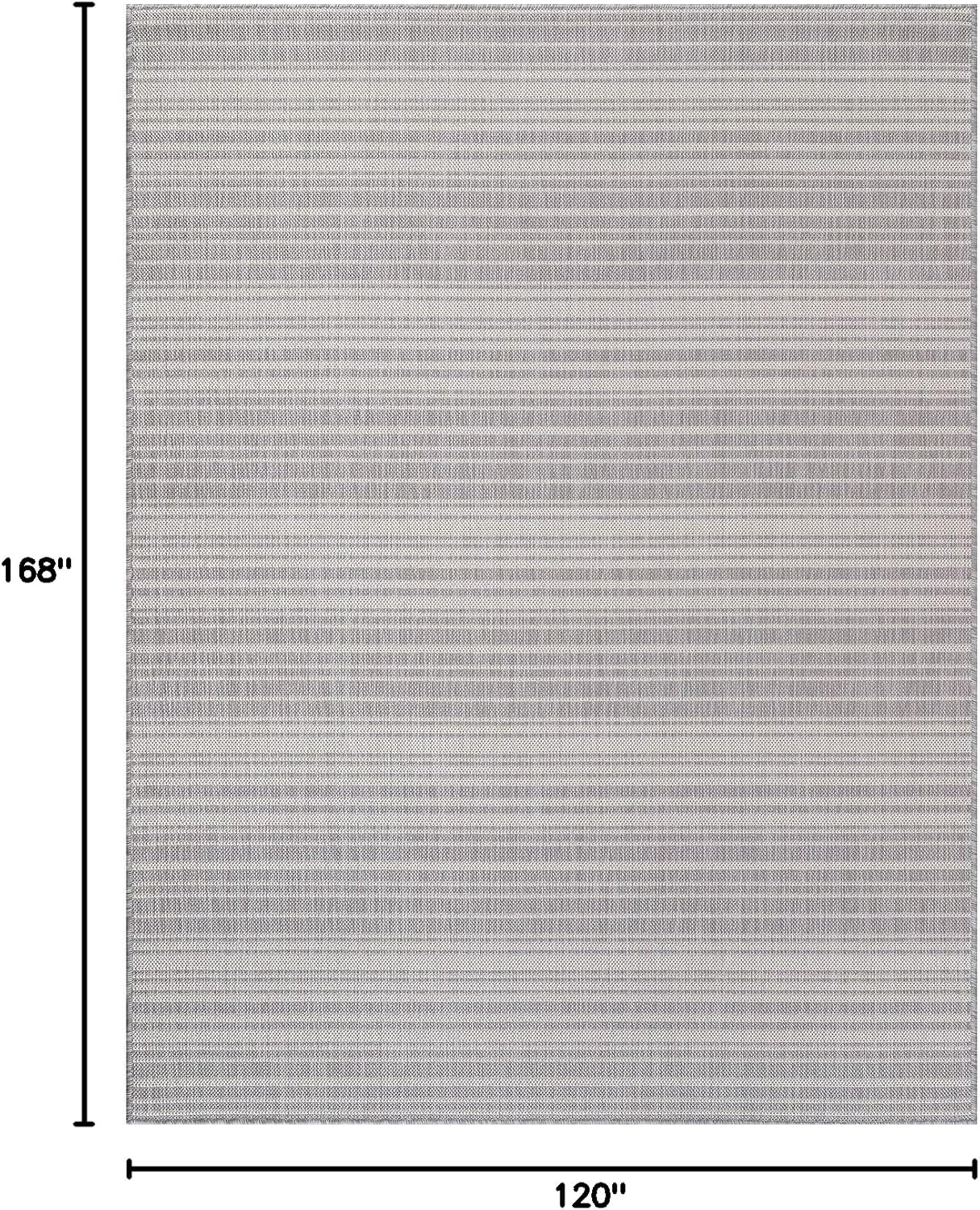 Stripe Outdoor Rug 10x14 Washable Outside Carpet for Indoor Patio Porch Waterproof Easy Cleaning Non Shedding Area Rugs Gray 10 x 14