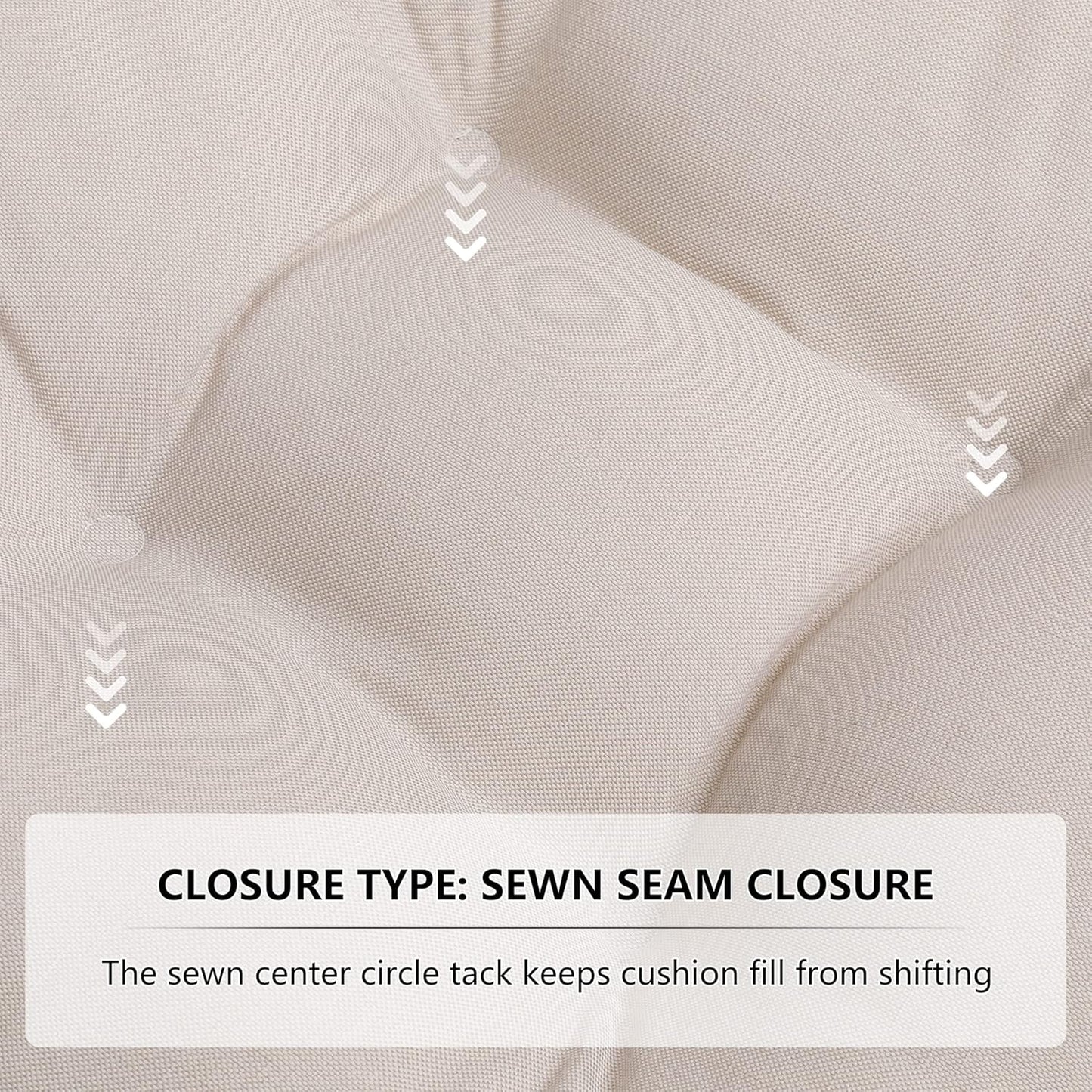 RACE LEAF Chair Cushions 19" x 19" Patio Chair Seat Pads, Set of 2 Thick Fill Tufted Square Patio Cushions, Water-Resistant with Ties for Non-Slip Support, Beige