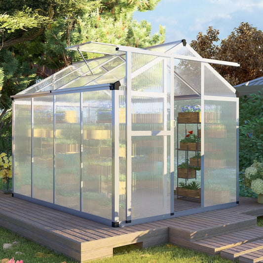 CQZY 6x8 FT Greenhouse for Outdoors,Walk-in Greenhouse for Outside,Silver