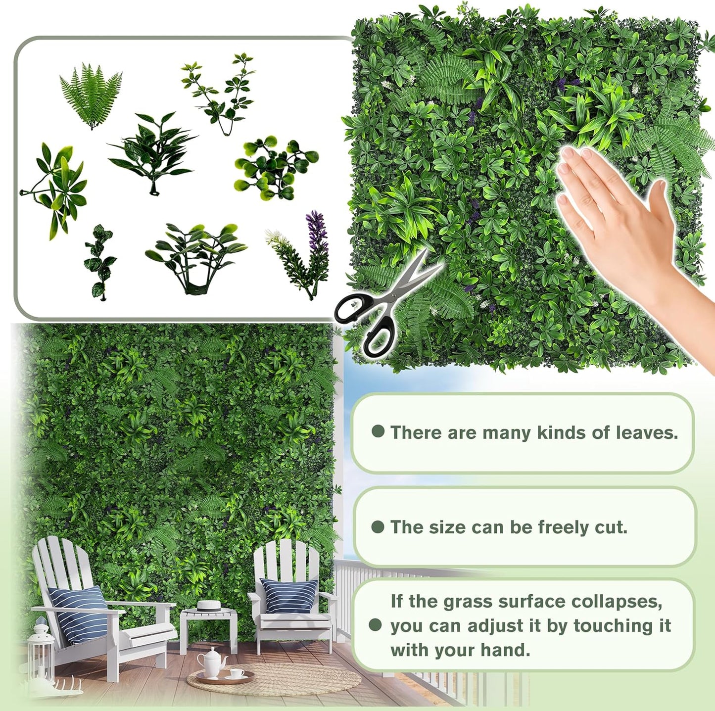 Artificial Green Boxwood Grass Wall Roll: 40"x120"(33.5 SQFT) UV Protected Ivy Privacy Hedge Fence Screen for Chain Link Fences Panel Indoor,Outdoor Patio Balcony & Garden