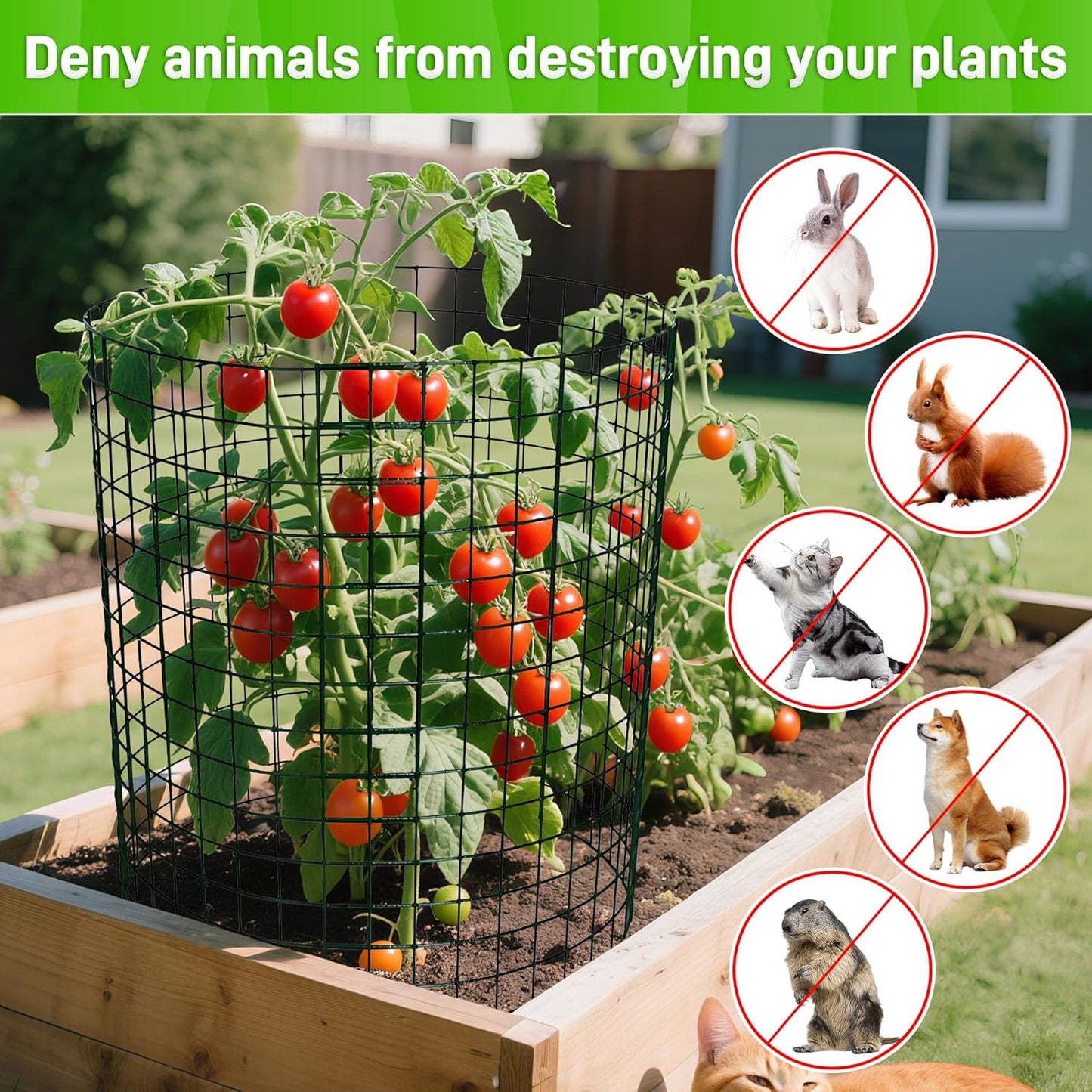 8pcs Plant Protectors from Animals, 13.8"x 12" Wire Plant Protector, Wire Cages for Plants with Stakes and Cable Ties, Metal Plant Cages for Plants, Vegetables, Flowers