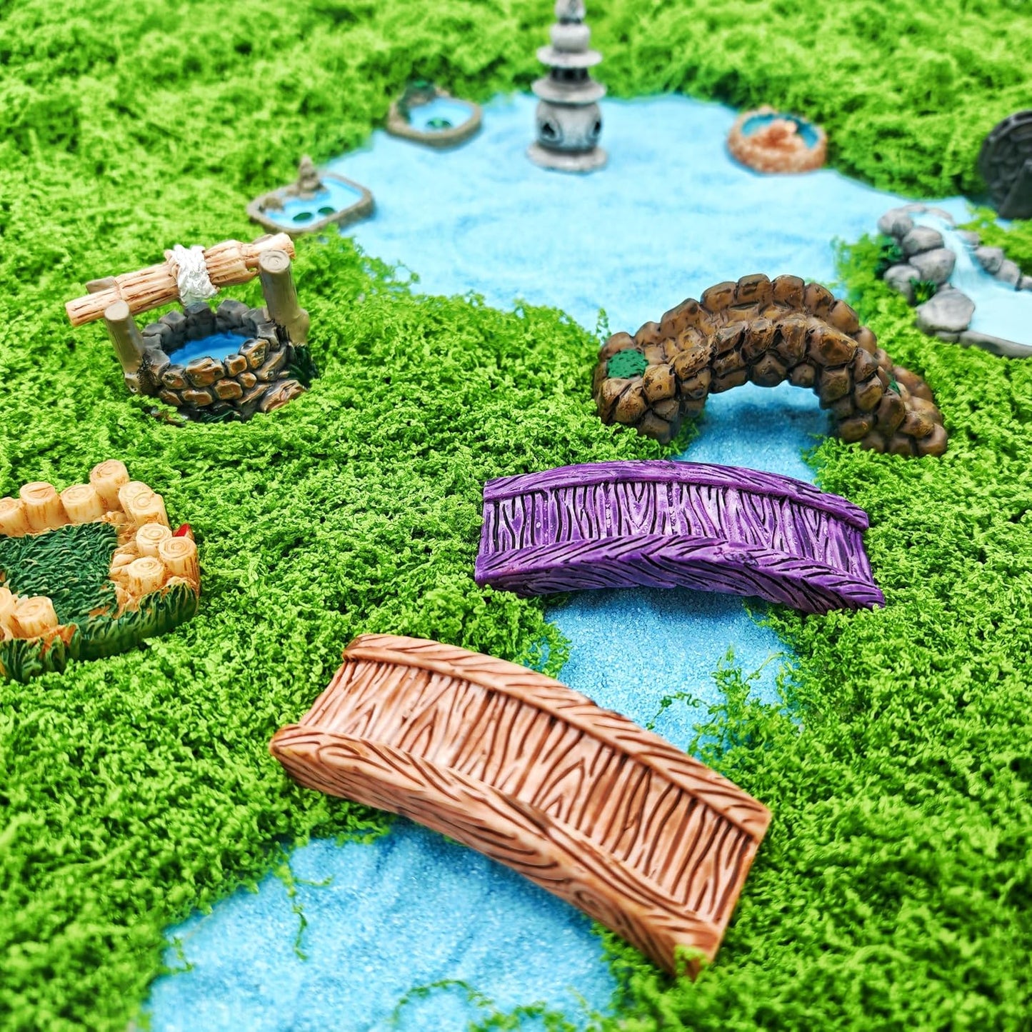 Miniature Garden Accessories - 12PCS Micro Landscape Ornaments with Pond, Lighthouse, Bridge,Realistic Resin Decor for DIY Crafts, Gift for Plant & Home Decor Lovers (Classic Garden Style)