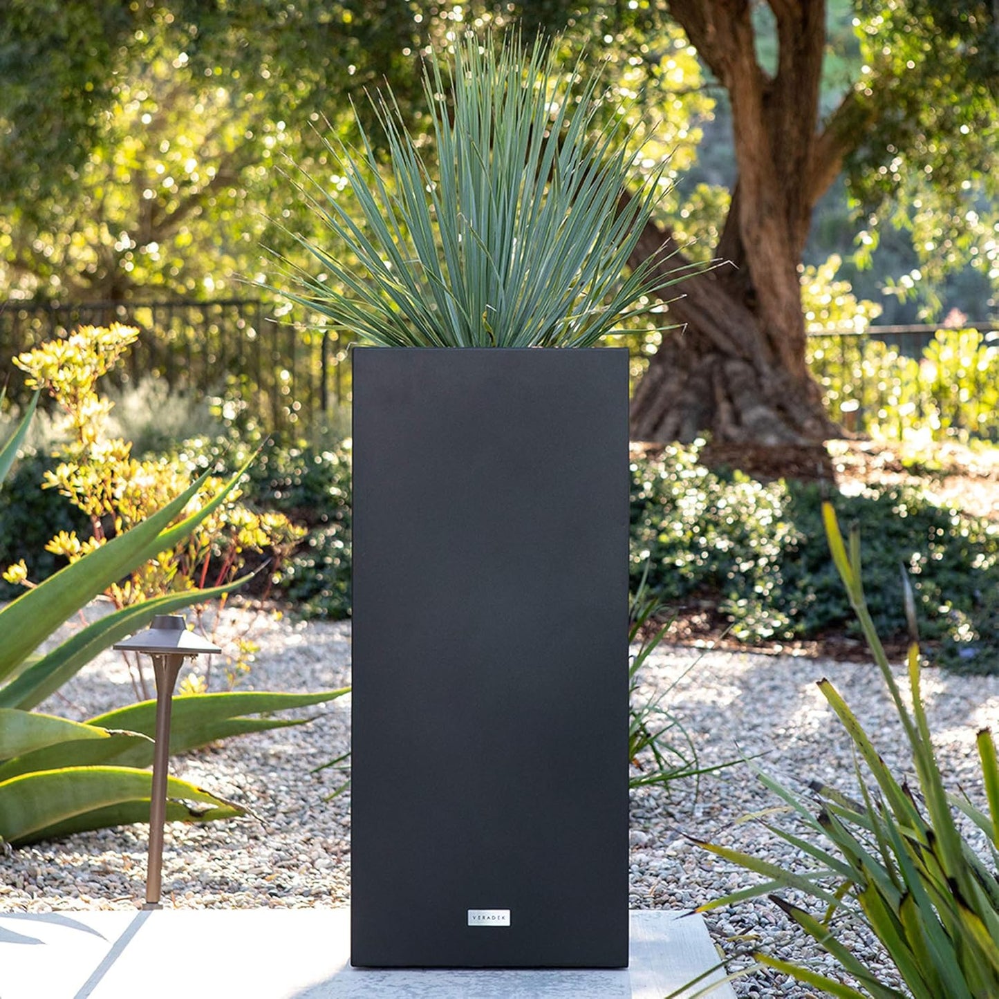 Veradek Block Series Pedestal Planter - Tall Planter for Indoor or Outdoor Front Porch | All-Weather Use with Removable Insert Bucket | Modern Décor for Flowers, Tall Trees, Faux Plants