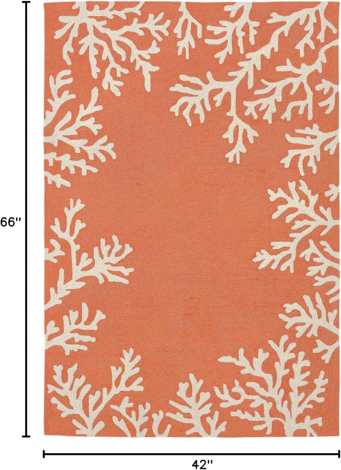 Liora Manne Capri Coastal Indoor/Outdoor Rug, 3'6" x 5'6', Coral Border Orange