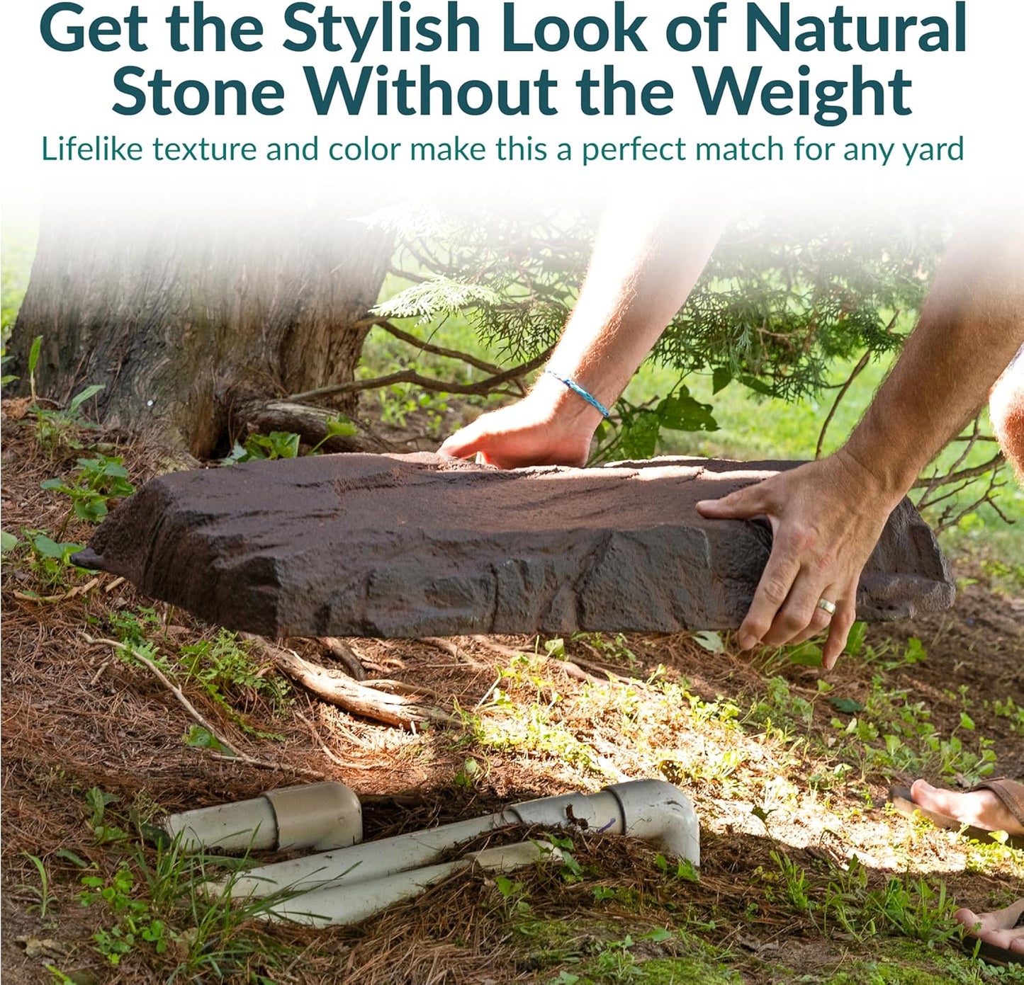 Sunnydaze 3.5” H Polyresin Faux Landscape Rock Cover - Lightweight Fake Rock Well Pump Cover for Outside - Brown