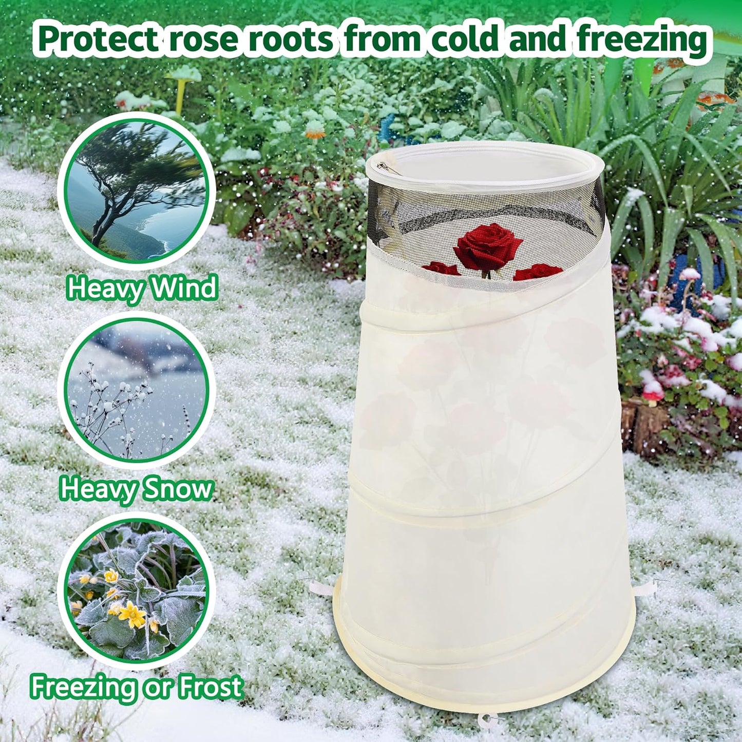 20" x 13" x 9" Pop Up Rose Cones for Winter Protection, Winter Rose Collars Protective Cover, Freeze Protection Roses Bush Cover for Protecting Against Frost Wind and Animals Eating