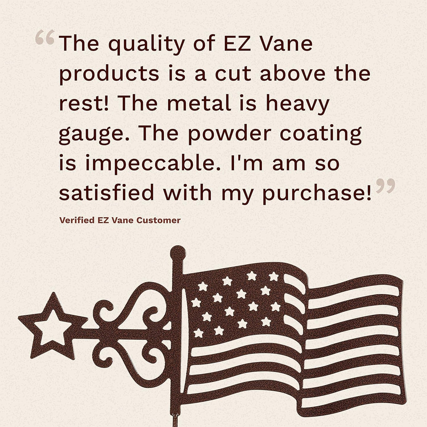 EZ Vane Steel USA Flag Weathervane 21” Height, Includes Metal Deck Mount, Wind Cups & Brackets | Hand-Crafted and Family-Owned, Made in The USA with Triple Powder Coating, Limited
