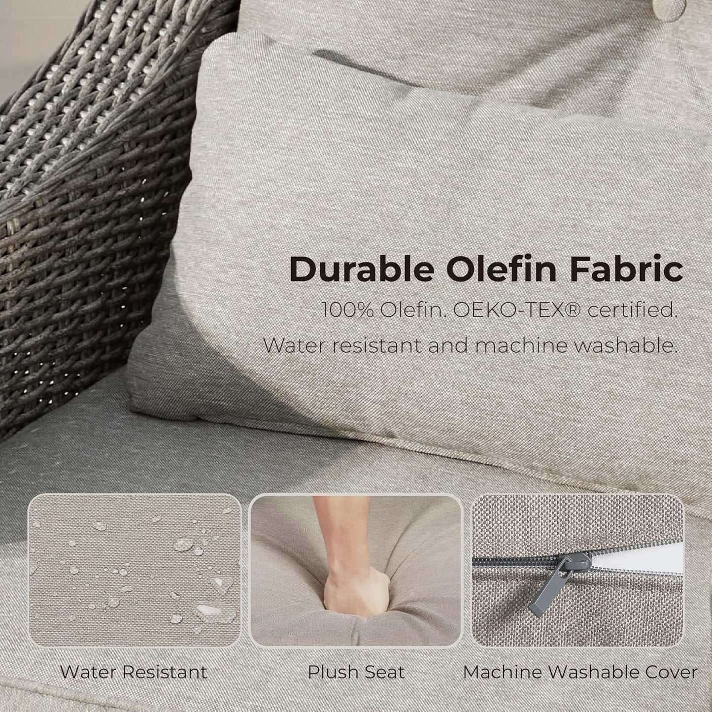 CHITA 2 Pieces Patio Wicker Chairs, 360° Rocking Swivels Outdoor Rattan Chair with Thickened Cushions for Backyard, Poolside, Garden or Porch