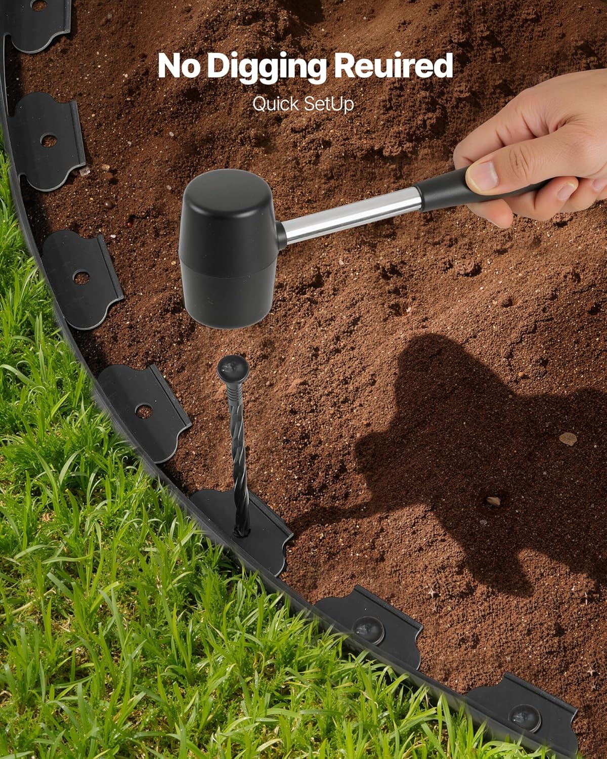 VEVOR Landscape Edging, 20 ft x 2 in Plastic Garden Border Edging with 120 Spikes, No Dig, Flexible Lawn Edgings Roll, UV-Resistant Mini Fence Borders Pathway Edgings for Flower Beds Yard Paver