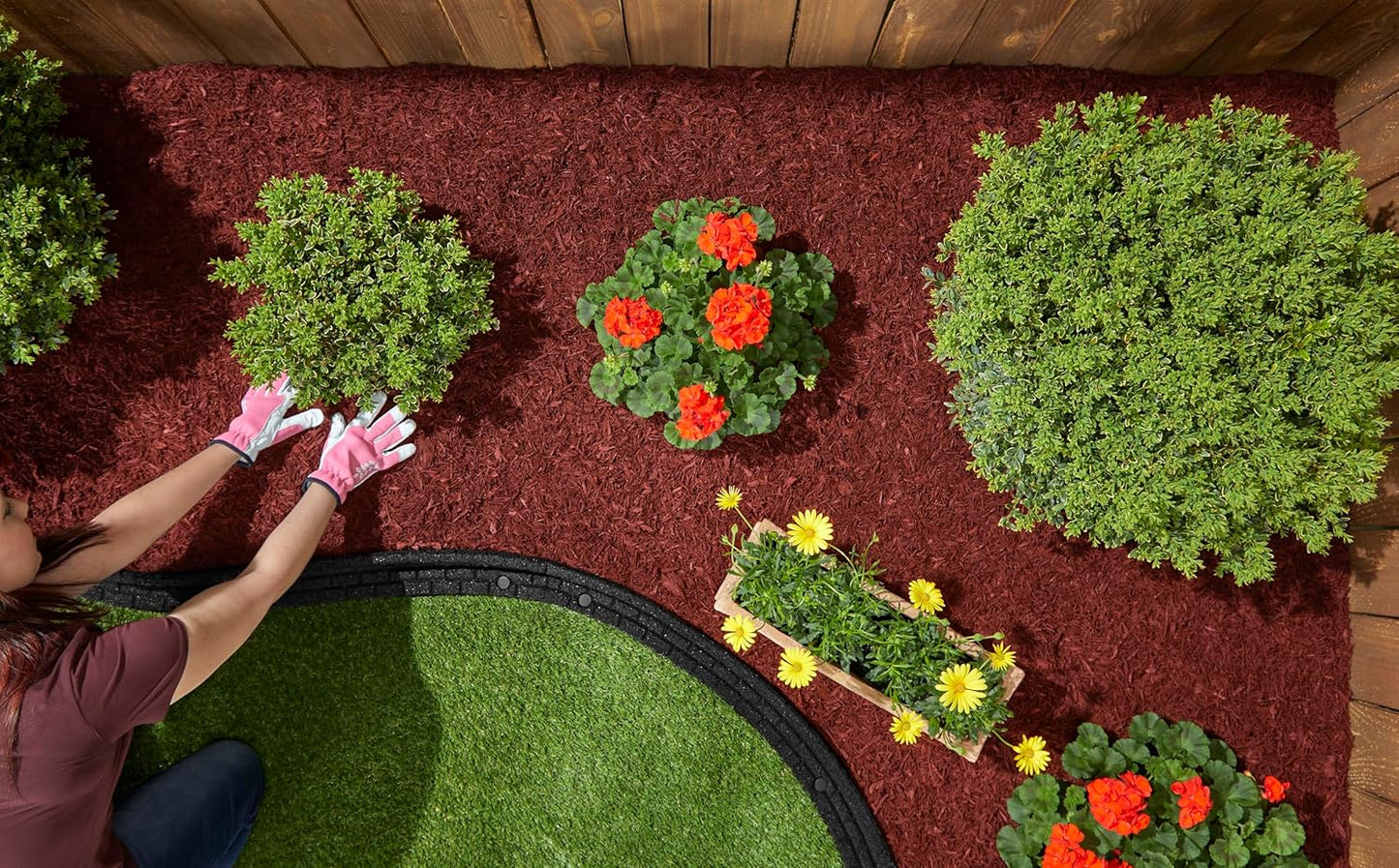 Rubberific Premium Shredded Rubber Mulch for Gardens, Lawns, and Landscaping | Long Lasting Color | Looks Like Natural Wood Mulch (0.8 Cu. Ft. - 16 LBS, Red)