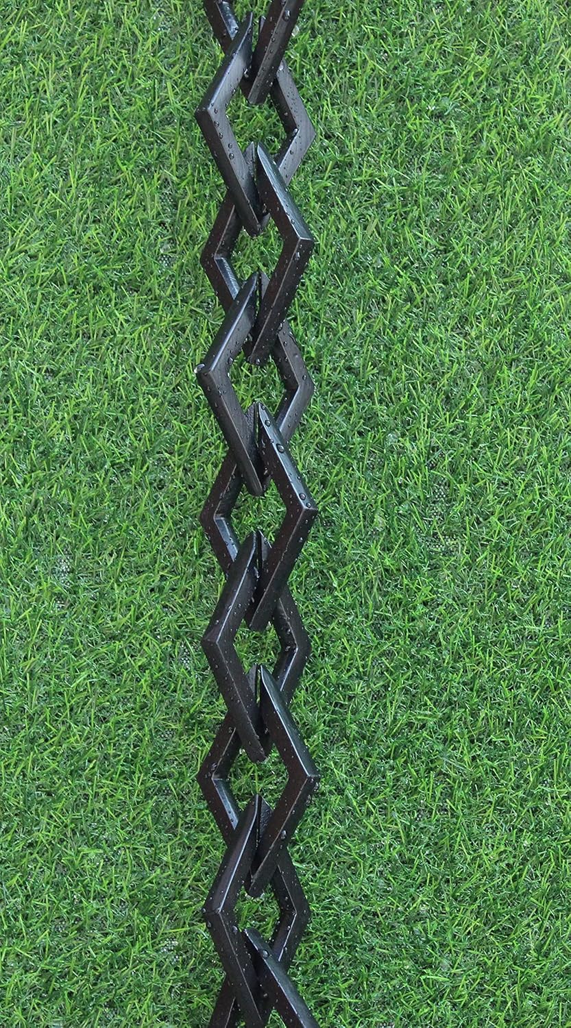 KAM Home Diamond Links Rain Chain with Installation Kit (Black, 14)