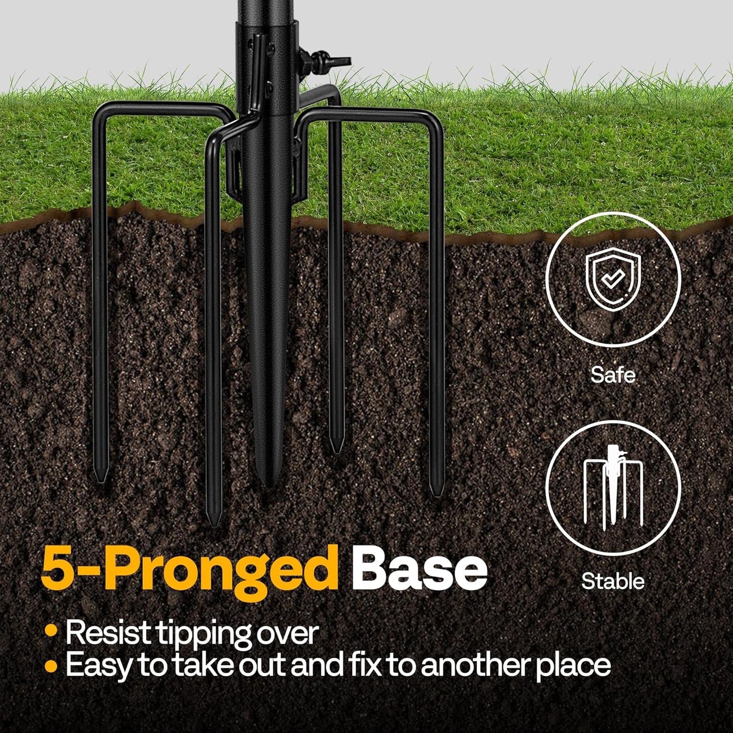 VIVOHOME Polyresin Bird Bath Bowl with Metal Stake, 29 Inch Height Outdoor Freestanding Birdfeeder, Capacity 1.4 Gallons, 5-Pronged Base, Copper