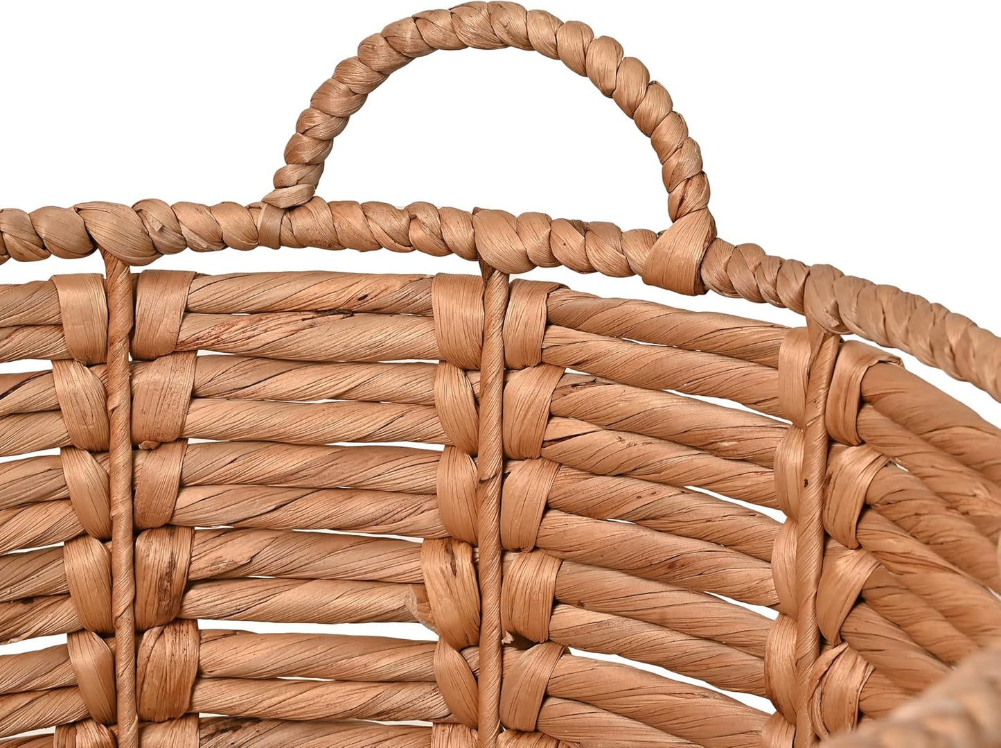 happimess BSK1003E Laurel 19.49" Bohemian Handwoven Abaca Hamper Basket with Handles, Seagrass Container for Decoration in Bedroom, Living Room, Laundry Room, Entryway, Natural, Natural/White