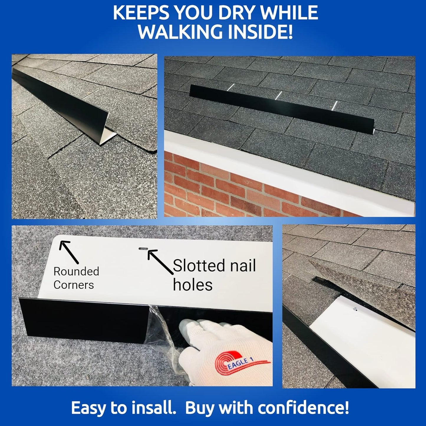 Eagle 1-26 Gauge 5 Foot Rain Diverter - Nails and Instructions Included (Mill Finish Aluminum, Copper, Galvanized, Stainless Steel & More) (1, Aluminum Diamond Plate - Grey)